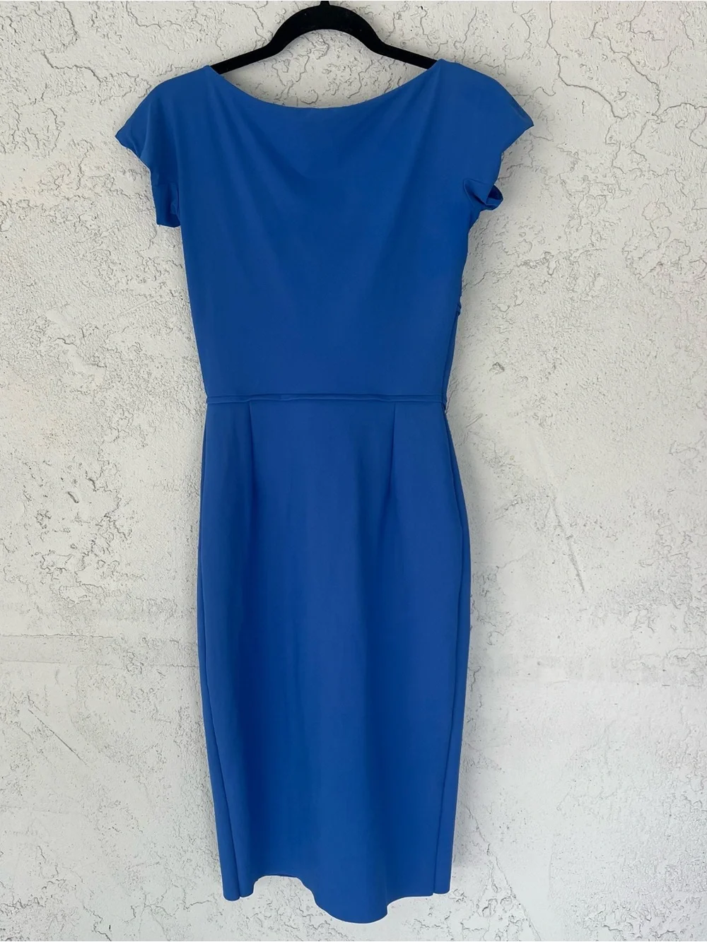 Chiara Boni Bodycon Cobalt Blue Cap Sleeve Mini Cocktail Dress Size 42 US 6